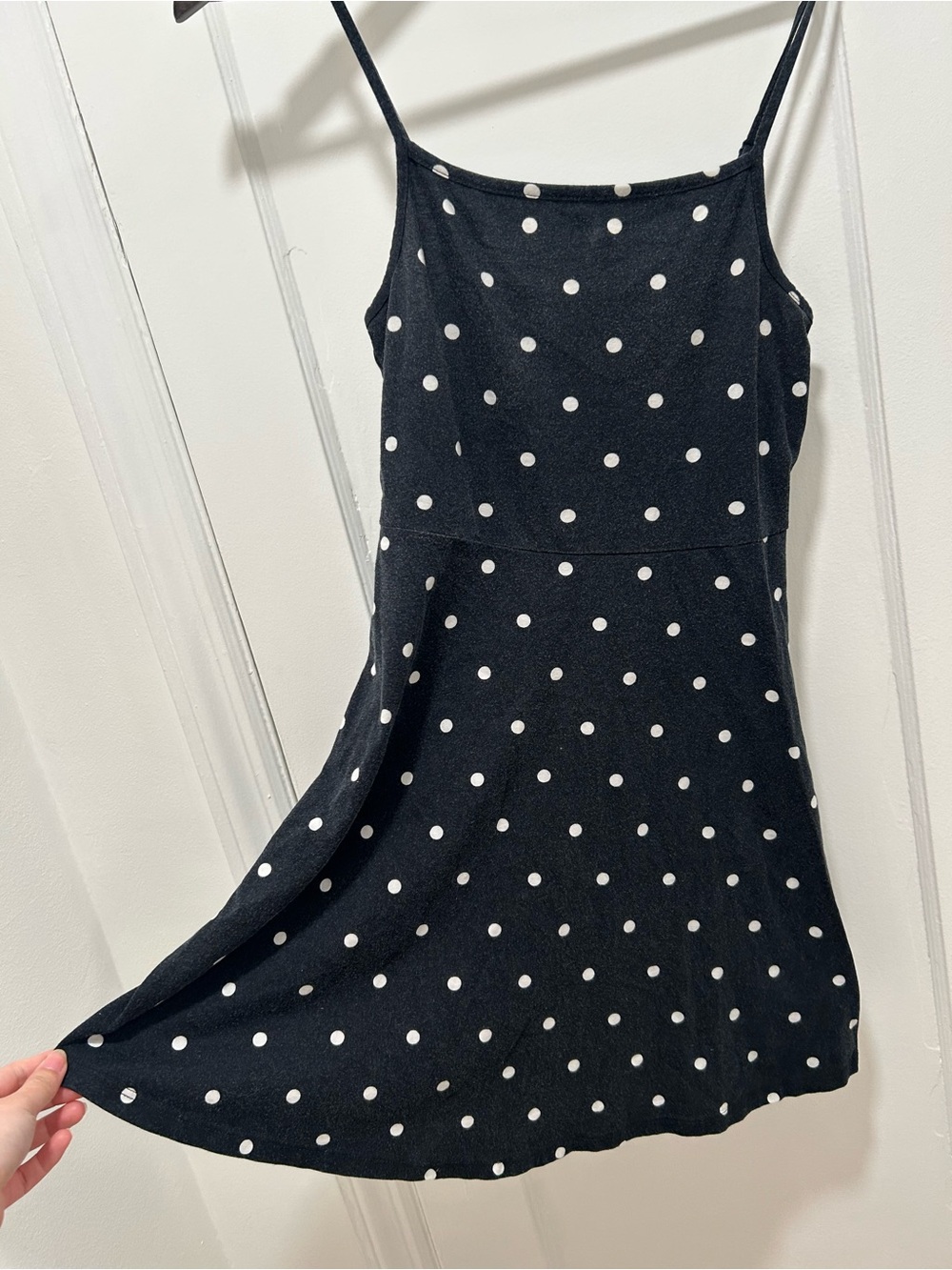 Women’s Black Polka Dot Spaghetti Strap Dress - Classic Fit